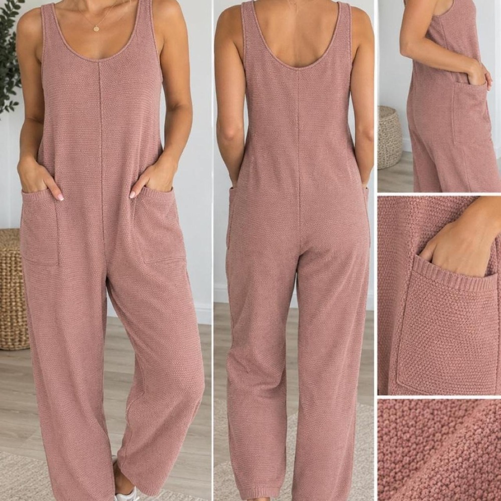 🌸 Dusty Rose Knit Jumpsuit Romper
